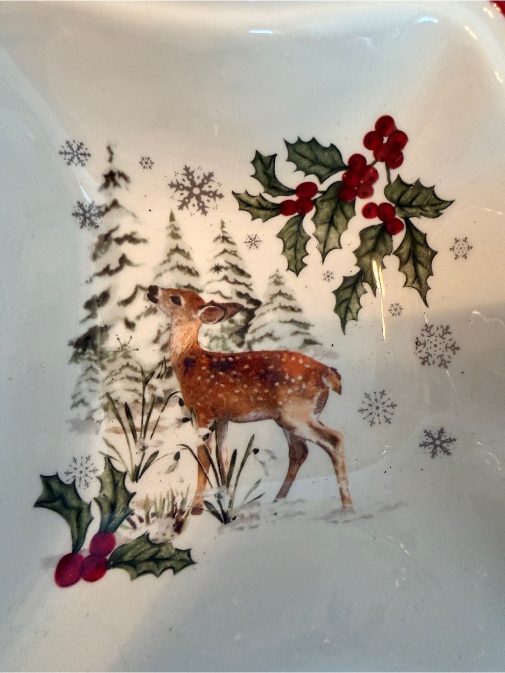 Better Homes & Gardens Heritage 3 Section Divided Server Winter Forest Ironstone - Picture 9 of 11
